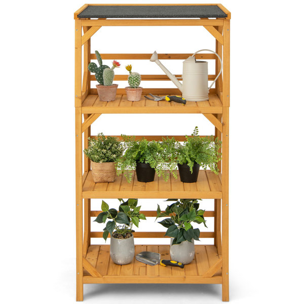 Brayden Studio Alihan Rectangular Multi Tiered Solid Wood Plant Stand